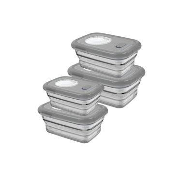 Ensemble de 4 Contenants de Rangement Alimentaires Pliables en Silicone - Transparent