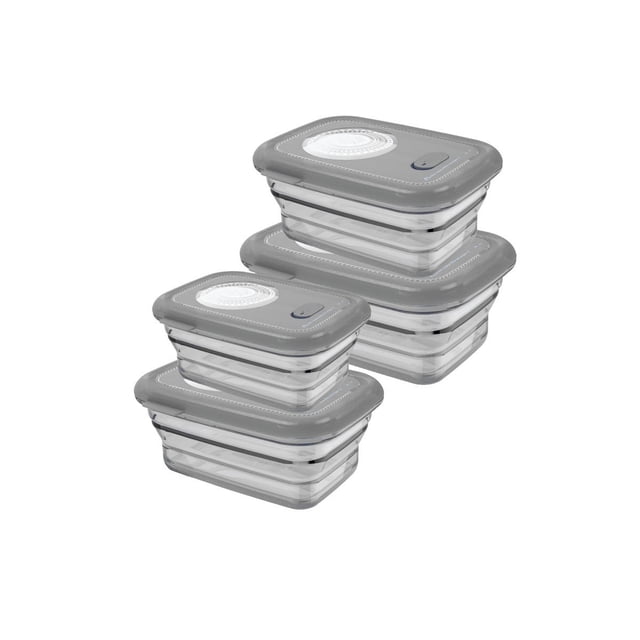 Ensemble de 4 Contenants de Rangement Alimentaires Pliables en Silicone - Transparent