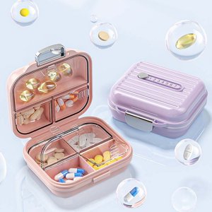 YATLTE Boîte à pilules portable, planificateur de médicaments Petite caisse, Boîtes de support de vitamine Organisateur Distributeur de pilules Organisateur, trieur et Récipient