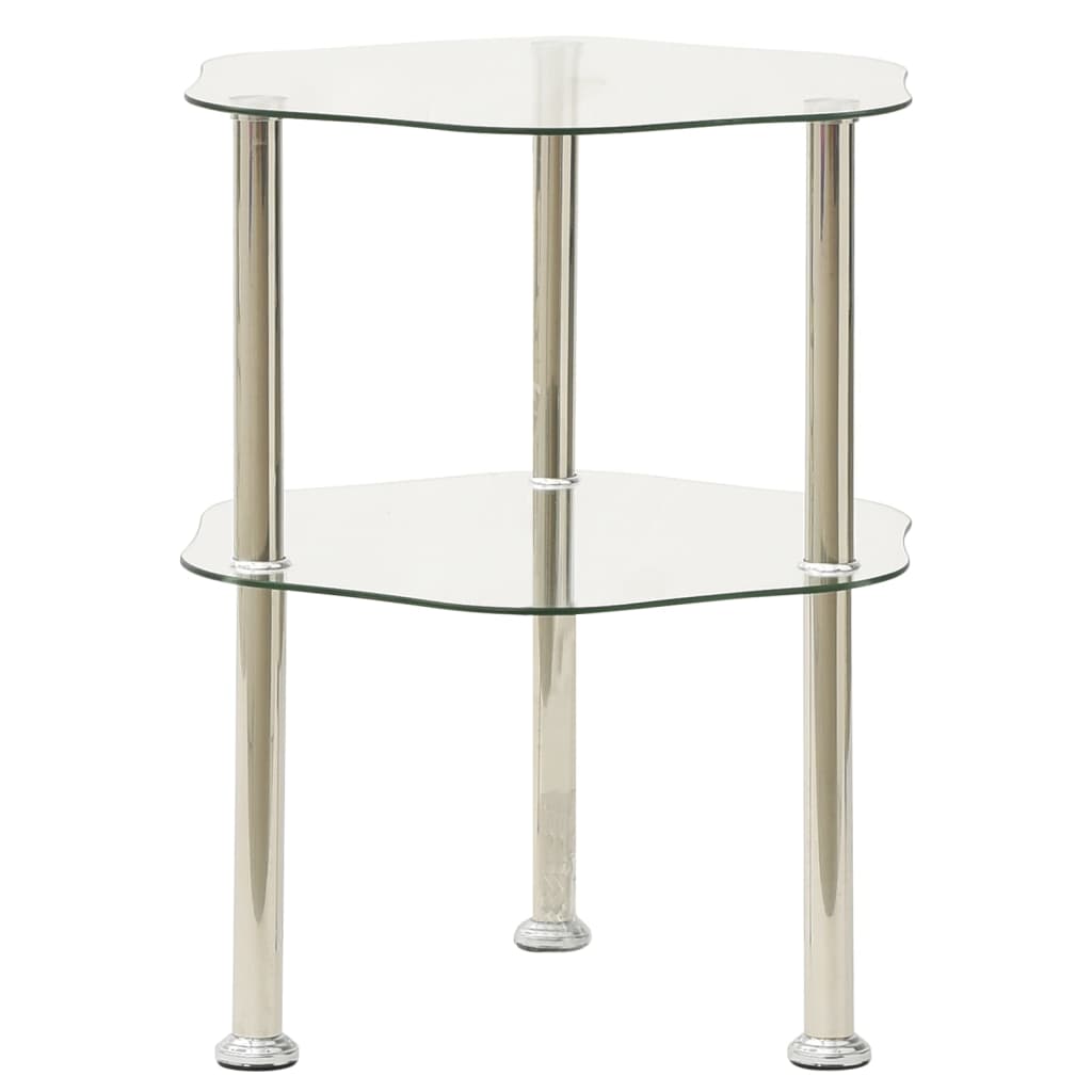 vidaXL 2-Tier Side Table Transparent 38x38x50 cm Tempered Glass