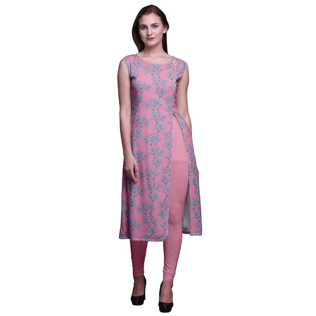 Bimba Kurti d'Été Sans Manches Imprimé Tunique Droite Robes pour Femmes