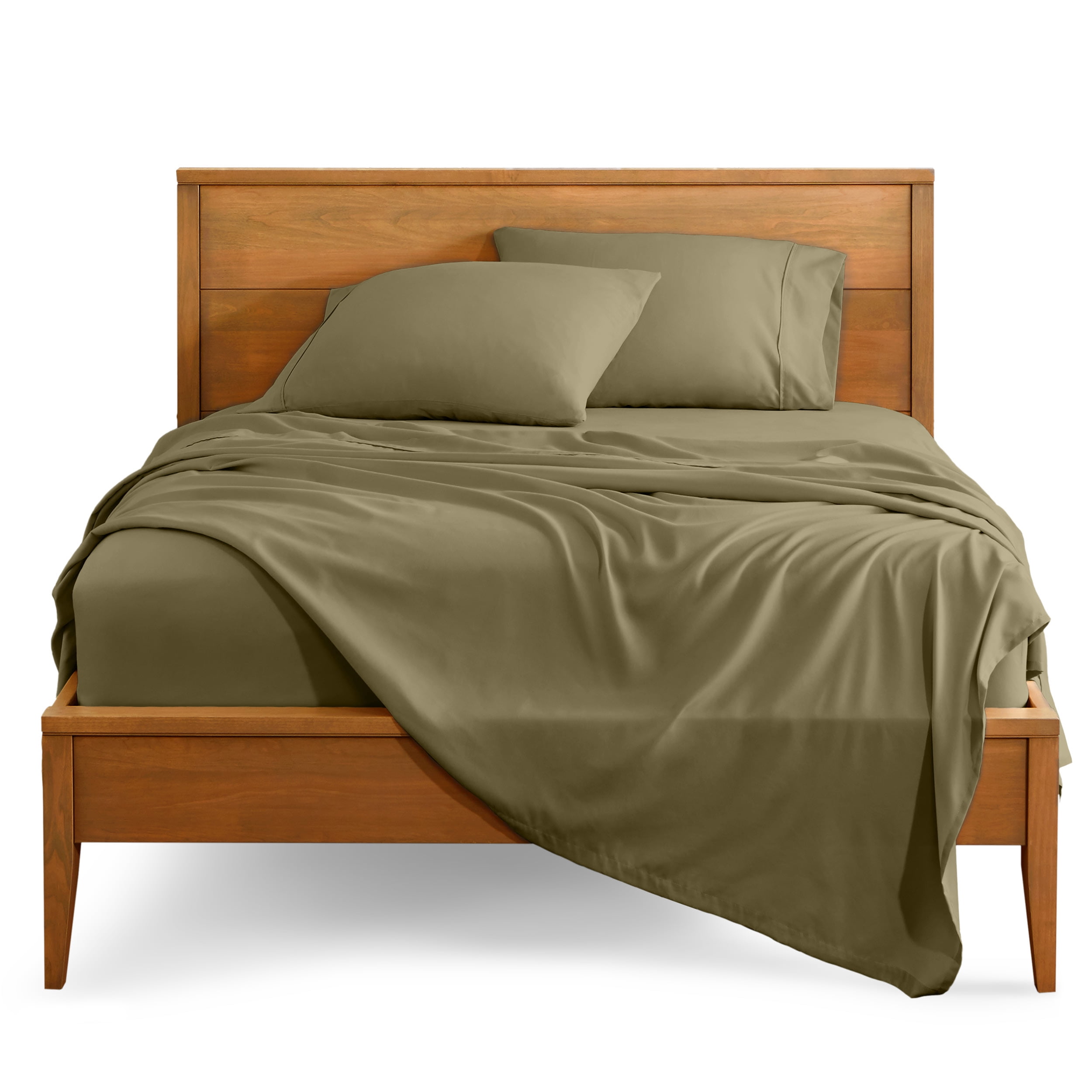 Bare Home Premium 1800 Collection Ensemble de Draps 5 Pcs, Grand Très Divisé, Olive