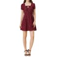 thumbnail image 2 of INSPIRE CHIC Women's Printed Square Neck Short Sleeve A-Line Prom Dress S Burgundy-Stars, 2 of 7