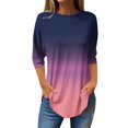 thumbnail image 2 of Pxiakgy Vente Chaude!! T-Shirts à Manches Longues Col Rond pour Femmes Printemps Automne Tie Dye Hauts Amples Tunique Décontractée Blouse Col Printemps Tunique Imprimée Décontractée T-Shirts Trois Quarts Hauts pour Femmes Violet S, 2 of 5