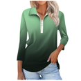 thumbnail image 1 of T-shirts pour Femmes Mode Féminine T-Shirt Imprimé Manches 3/4 Blouse Col Rabattu Décontracté, 1 of 8