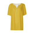 thumbnail image 4 of Yuyuzo Womens Summer Tops Notch V Neck Button Tunic Tops Short Sleeve Loose Summer Basic Tee Shirts, 4 of 5
