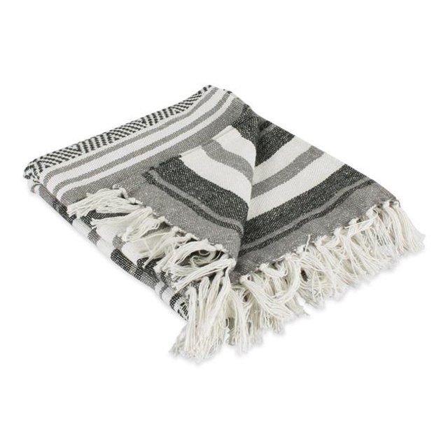 Design Imports CAMZ11750 Couverture Jetée à Rayures Style Ferme Noire