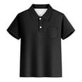 thumbnail image 1 of Luvoko Big Boys Short Sleeve Pique Polo,Solid Color Print Uniform Performance for Big Boys Athletic Shirts with Collar, Front Button Closure(Black,11-12 Years), 1 of 4