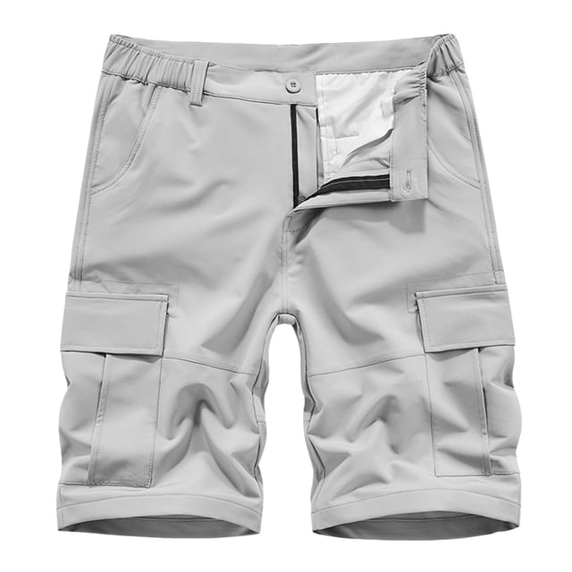 Birdeem Men Casual Solid Zipper Button Pockets Elastic Waist Cropped Cargo Shorts