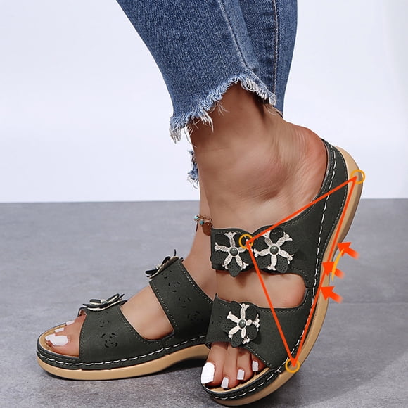 Earth Shoes Women Sandals Women's Summer Solid Color Comfortable Hollow Out Wedge Flowers Women's Sandals Casual Slippers Sandals Sparkly on Clearance