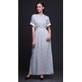 thumbnail image 4 of Bimba Robe Longue Imprimée en Rayonne à Plumes et Anémones, Taille Smockée, Fente Latérale, pour Femme - Medium, 4 of 6