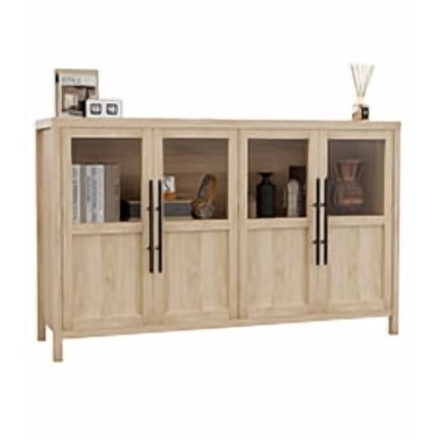 Buffet avec Rangement, Bahut Buffet avec Portes en Verre, Armoire de Rangement Style Ferme Moderne pour Cuisine