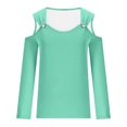 thumbnail image 4 of Yuyuzo Womens Tunic Tops Cold Shoulder Long Sleeve Shirts Loose Solid Color Lightweight Tee Tops, 4 of 5