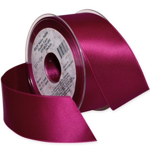 Morex Ribbon Ruban Satin Suisse Double Face, Bobine de 27 Verges, 3,8 cm, Fuchsia