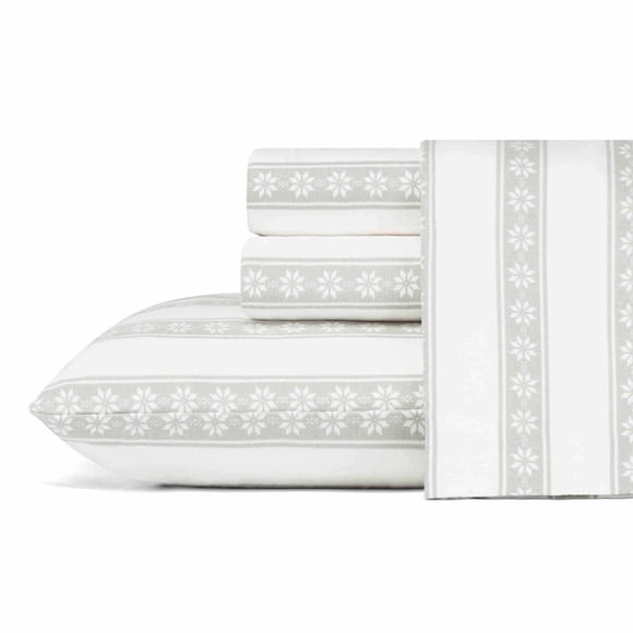 Eddie Bauer - Flannel Collection - 100% Premium Cotton Bedding Sheet Set, Pre-Shrunk & Brushed For Extra Softness, Comfort, and Cozy Feel, Queen, Snowflake Fair Isle