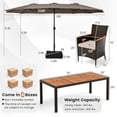 thumbnail image 2 of Costway Ensemble de Salle à Manger de Patio 11 Pcs avec Parasol de Patio Double Face de 15 Pi (Base Incluse) Café, 2 of 10