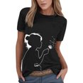 thumbnail image 1 of LUOGENLI T-shirts pour Femme pour Femmes Femmes Été Décontracté Mode Col Rond Manches Courtes T-Shirt à Imprimé Floral Haut T-shirts pour Femmes T-shirts Graphiques TTG Grande Taille Fête de la Saint-Patrick Noir TG, 1 of 4