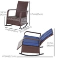 thumbnail image 3 of Outsunny Wicker Rocking Chair with Soft Cushion Adjustable Footrest Blue, 3 of 9