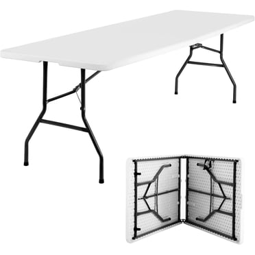 FDW Portable Fold-in-Half Folding Table, Event & Party Table for Backyard, Camping & Gatherings, White