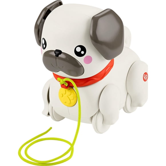 Fisher-Price FP Pets Walk-the-Pup Pug Baby & Toddler Pull Toy with Motion & Sounds