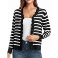 thumbnail image 1 of Cardigans pour Femmes, Chandails à Manches Longues, Décontractés, Légers, Boutonnés, Col en V, Chandail d'Automne, Rayures Noires, m, 1 of 9