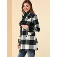 thumbnail image 2 of INSPIRE CHIC Women's Notched Lapel Double Breasted Plaids Overcoat, 2 of 6