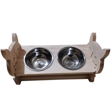 Ensemble de Bols pour Chat en Métal avec Patte Détachable Double Bol pour Chien avec Support en Bois