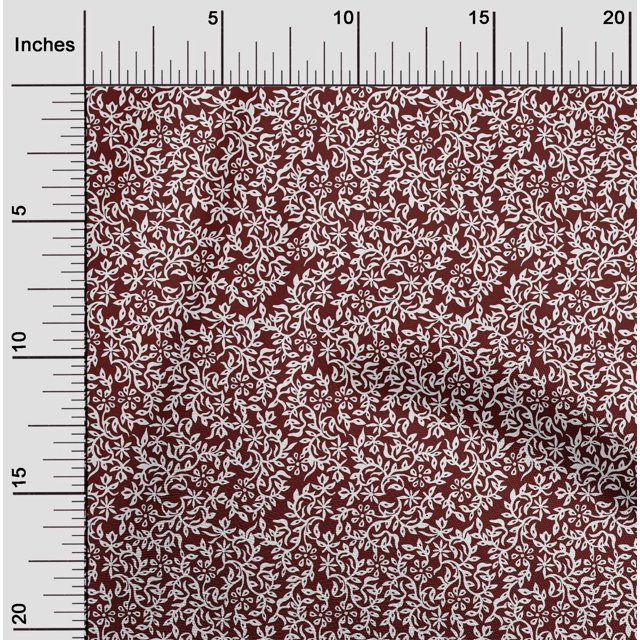 oneOone Cotton Flex Fabric Leaves & Floral Block Printed Fabric 1 Yard 40 Inch Wide