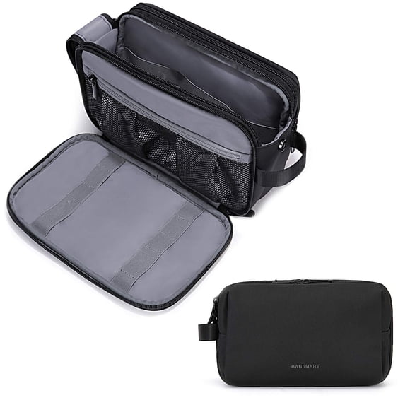 BAGSMART Toiletry Bag for Men Travel Toiletry Organizer Dopp Kit Water-resistant Shaving Bag for Toiletries Accessories Door Room Essentials Black-medium
