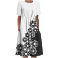 thumbnail image 2 of Robe Maxi Grande Taille pour Femme Été Bohème à Imprimé à Manches Courtes Robe de Plage Robe Longueur Genou Robe à Manches Courtes en Liquidation, 2 of 5