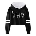 thumbnail image 1 of MIASHUI Chandails Décontractés pour Filles, Sweat à Capuche, Imprimé Lettres, Rayé, Court, Noir, 3-4 Ans, 1 of 3
