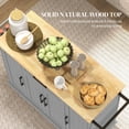 thumbnail image 4 of HOMCOM Modern Rolling Kitchen Island Cart with Drawers, Natural Wood Top, Towel Rack, Door Storage Cabinet, Grey, 4 of 7