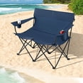thumbnail image 4 of Costway Causeuse Pliante d'Extérieur pour 2 Personnes avec Porte-Gobelets, Accoudoirs et Sac de Transport, 4 of 10