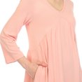 thumbnail image 4 of White Mark Women's Empire Waist V-Neck 3/4 Sleeve Tunic Top, 4 of 6