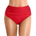 thumbnail image 1 of FYEGRE Women's High Waisted Bikini Bottom Tummy Control Ruched Bathing Suit Swim Bottom Red XL, 1 of 5