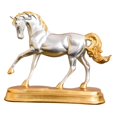 thumbnail image 1 of jifeng Statue de Cheval Européen Figurine Fait Main Simulation Animal Or Résine Chanceuse Argent, 1 of 9