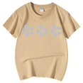 thumbnail image 5 of WEIYLL T-Shirts Filles Imprimé Floral Col Rond Manches Courtes Décontracté Doux pour Tout-Petits 12-13 Ans, 5 of 5