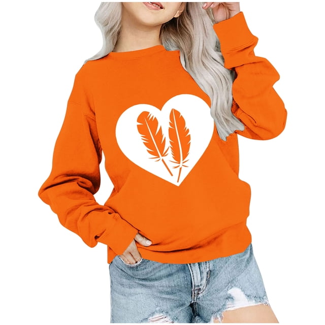 Dadaria T-shirt pour Enfants Orange Chemise à Manches Longues T-Shirt Col Rond Hauts Chandail d'Été Blouses 1 An