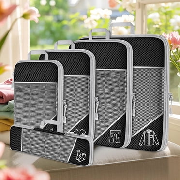 Packing Cubes Set Of 5 Compression Suitcase Luggage Organizer Bags For Travel Accessories