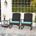 thumbnail image 3 of Costway Ensemble de Terrasse à Bascule 3 Pcs Chaises Berçantes en Osier avec Table à Café à 2 Niveaux Turquoise, 3 of 9