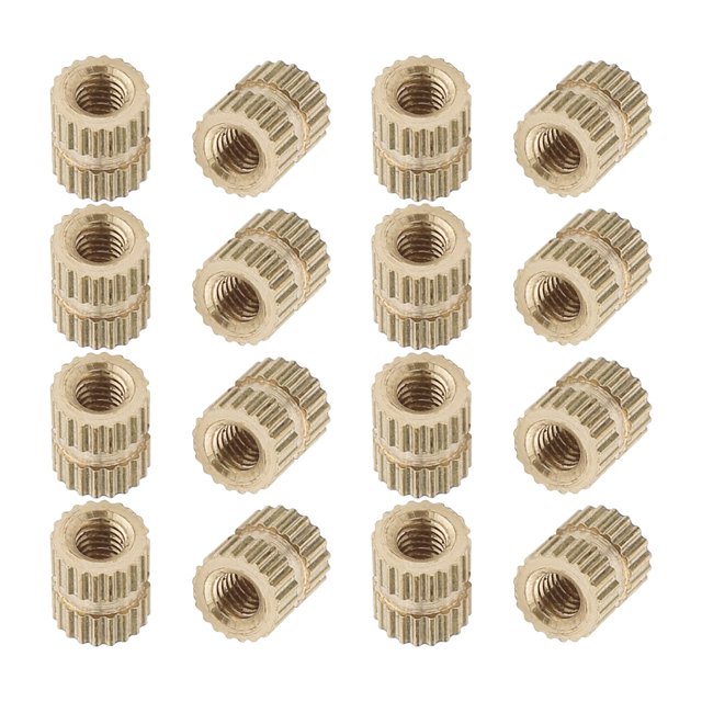 Wekity M3x6mm Female Thread Knurled Nuts,Hx5mm OD Brass Threaded Insert Embedment Nuts Hydraulic Welded Joint Injection Molding Assortment Kit for 3D Printing Injection Molding 40PCS-0621