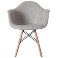 thumbnail image 2 of Mid-Century Modern Style Fabric Lined Armchair with Beech Wooden Legs, Grey Set 2, 2 of 7