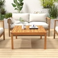 thumbnail image 4 of Gymax Table Basse d'Extérieur avec Plateau à Lattes Petite Table d'Extérieur Table Carrée de Patio, 4 of 9