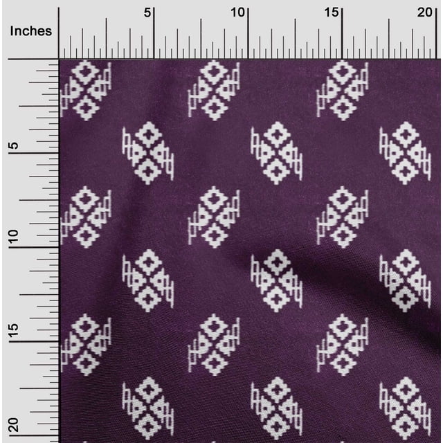 oneOone Cotton Cambric Fabric Geometric Kasuri Print Fabric BTY 56 Inch Wide