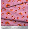 thumbnail image 2 of Soimoi Pink polyester Crepe Fabric Text & Poppy Floral Fabric Prints By Yard 52 Inch Wide, 2 of 3