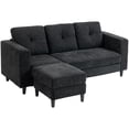 thumbnail image 1 of HOMCOM Sectional Sofa with Changeable Chaise, 76" L-Shaped Sofa, Black, 1 of 10
