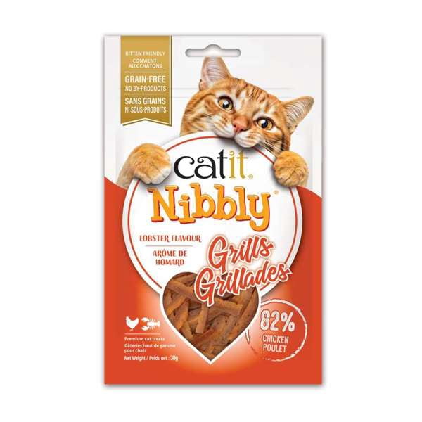 Catit Nibbly Grillades Gâteries pour Chats Arôme de Poulet et de Homard, 30g
