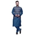 thumbnail image 1 of Atasi Indian Mens Kurta Churidar Pajama Jacket Set Solid Ethnic Wear For Men, 1 of 1
