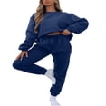 thumbnail image 2 of Women Sweatshirt Set Long Sleeve Crew Neck Hoodie Sweatpants Set Solid Activewear Set, 2 of 6