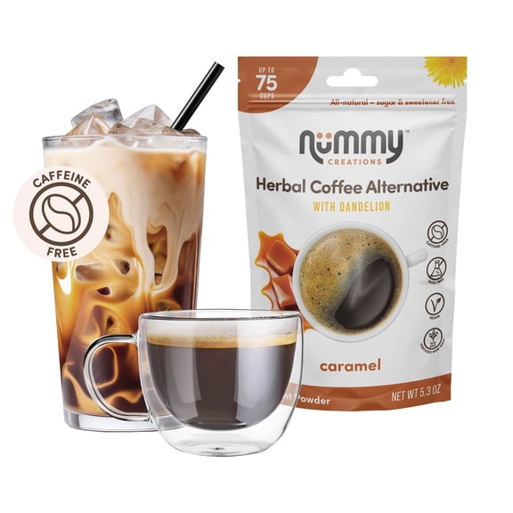 Nummy Creations Caramel Instant Chicory & Dandelion Coffee Alternative, Caffeine-Free, 150g